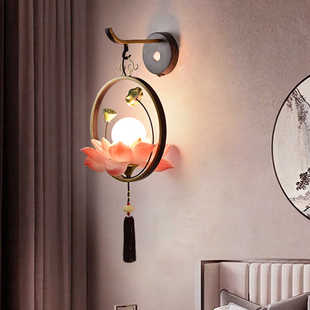 新中式智能楼梯雷达人体感应灯客厅背景墙灯卧室床头灯壁灯遥控款