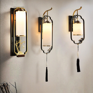 全铜楼道感应灯新中式壁灯入户门自动雷达人体感应墙灯接线声控灯