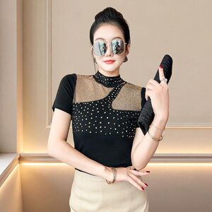 微透女显瘦实拍短袖修身洋气T恤