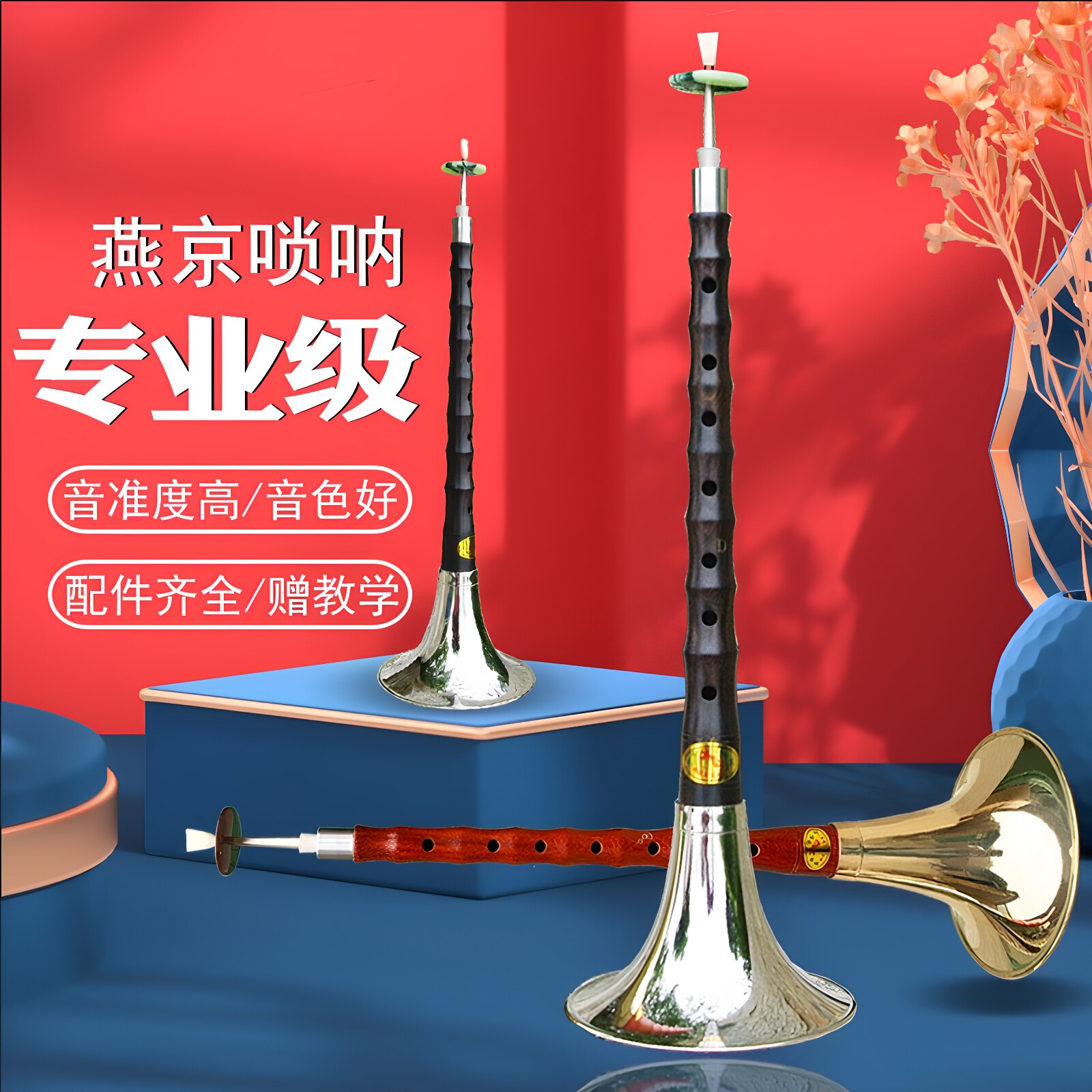 d调朝凤燕京唢呐乐器初学者八孔乌木喇叭入门专业级降b调锁呐全套