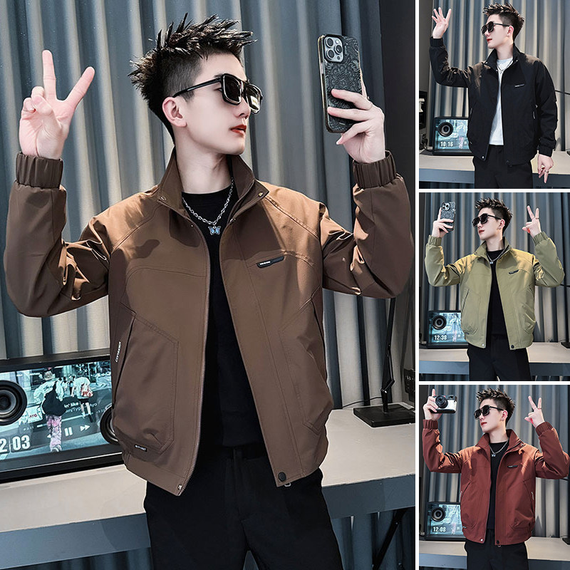 春秋款高级感夹克男修身潮牌上衣