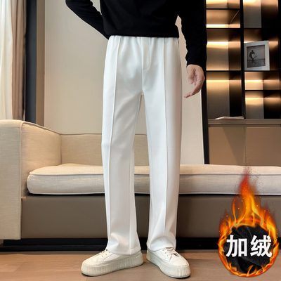 秋冬直筒卫裤男款加绒加厚阔腿裤