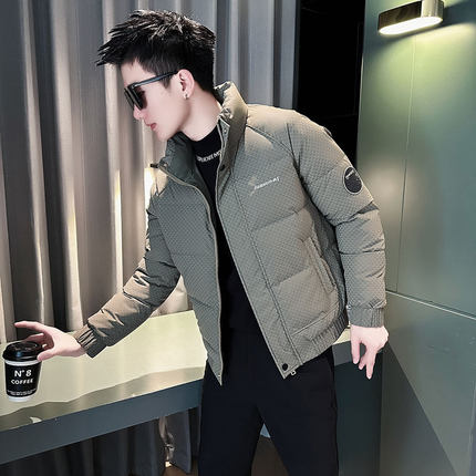 冬季高级感羽绒服男士修身时尚棉服2025新款痞帅加绒加厚棉衣外套