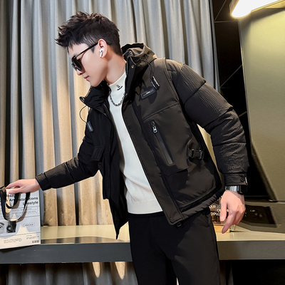 保暖休闲短袖羽绒服潮牌百搭连帽