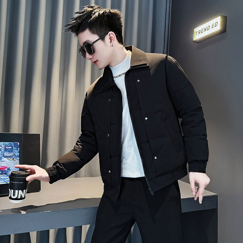 冬季痞帅羽绒服男装修身帅气棉衣
