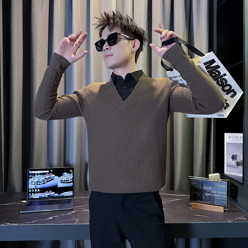 假两件毛衣男士今年流行针织衫