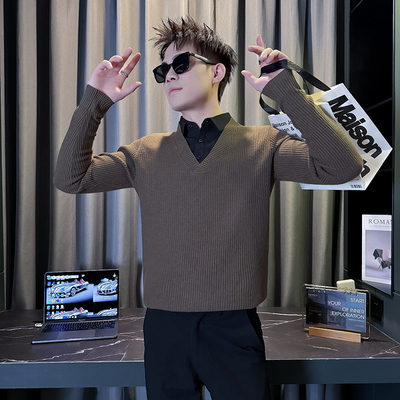 假两件毛衣男士今年流行针织衫