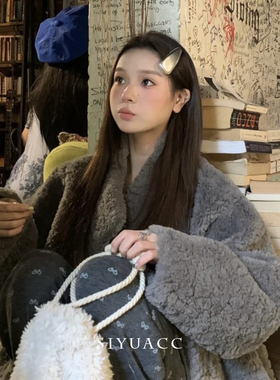 ins韩版银色皮发夹秋冬气质简约min字母发卡侧边弹簧夹头饰发饰女