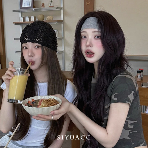 美式运功灰色发带简约宽边头带女