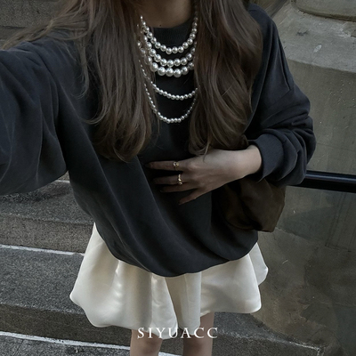 超仙多层珍珠项链法式秋冬毛衣链
