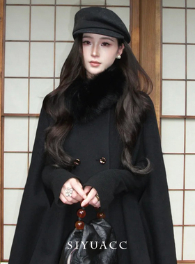 气质黑色磁吸毛领围脖女冬季保暖毛毛围巾韩版时尚毛绒披肩领饰