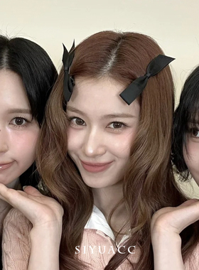 sana同款黑色斜边蝴蝶结发夹2025韩系新款刘海侧边夹头饰发饰女