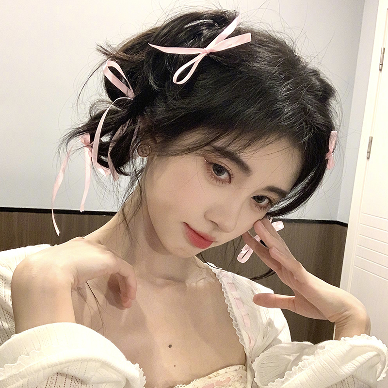 鞠婧祎蝴蝶结丝带发夹芭比发饰