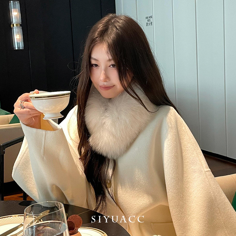 韩版毛毛围巾女冬季保暖加厚毛领围脖时尚高级感毛绒披肩气质领饰