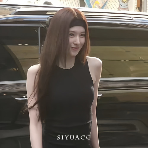 sana同款黑色运动发带美式束发带