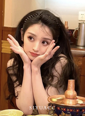 田曦薇同款黑色波浪发箍简约百搭束发带洗脸化妆隐形压发头箍发饰