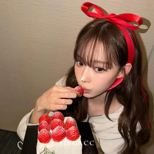 金玟庭同款红色蝴蝶结飘带新年丝带绑发发带发夹发卡头饰发饰女