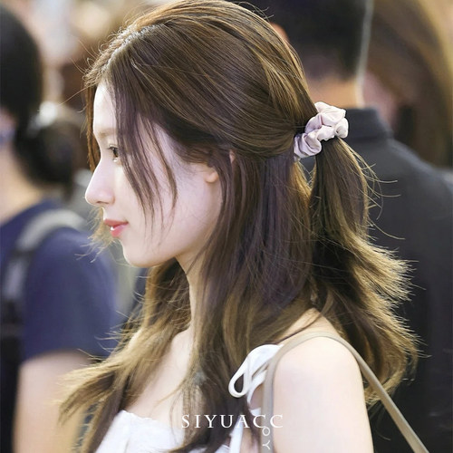 sana凑崎纱夏同款粉色布艺发圈女