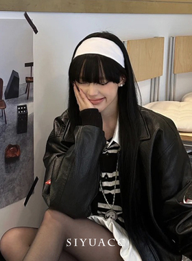 甜酷白色针织发带美式运动头带女