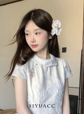 甜美白色蝴蝶兰发夹春夏新款度假拍照花朵发卡头花侧边夹头饰发饰