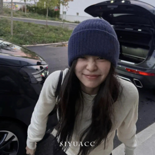 jennie同款粗线针织帽冬季护耳毛线帽冷帽防寒保暖大头围帽子女
