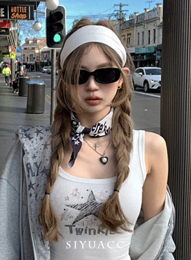 newjeans同款白色美式运动发带百搭弹力健身束发带简约针织头带女