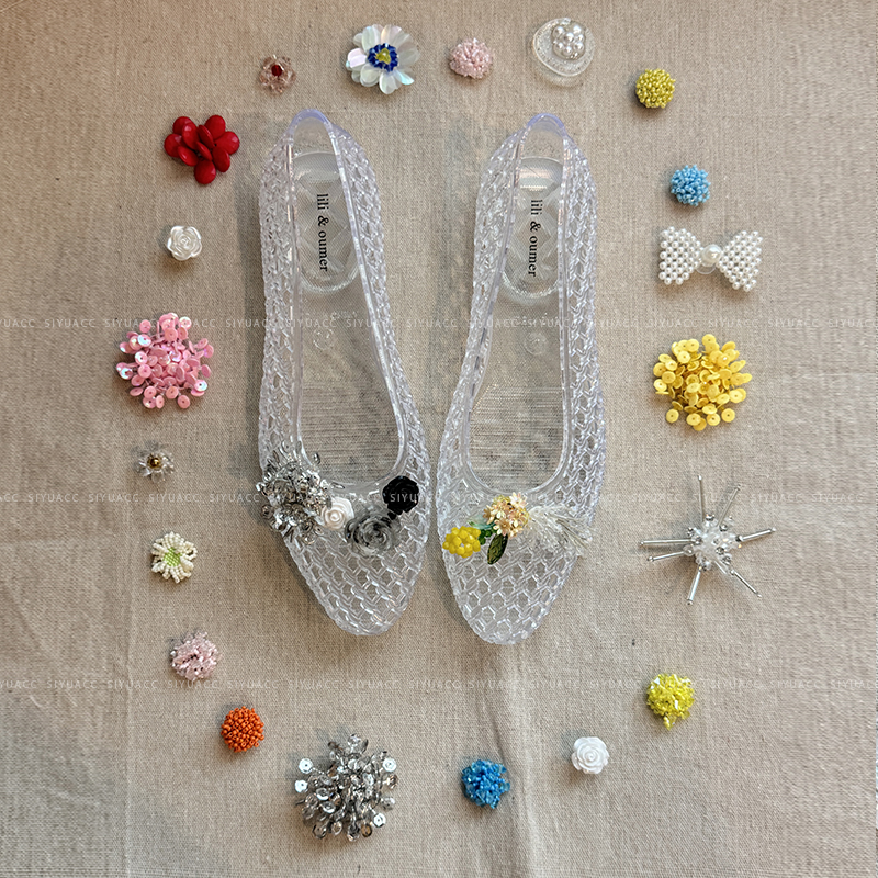 韩版小众水晶鞋鞋花2025新款夏季甜美果冻鞋洞洞鞋鞋扣鞋饰配饰女