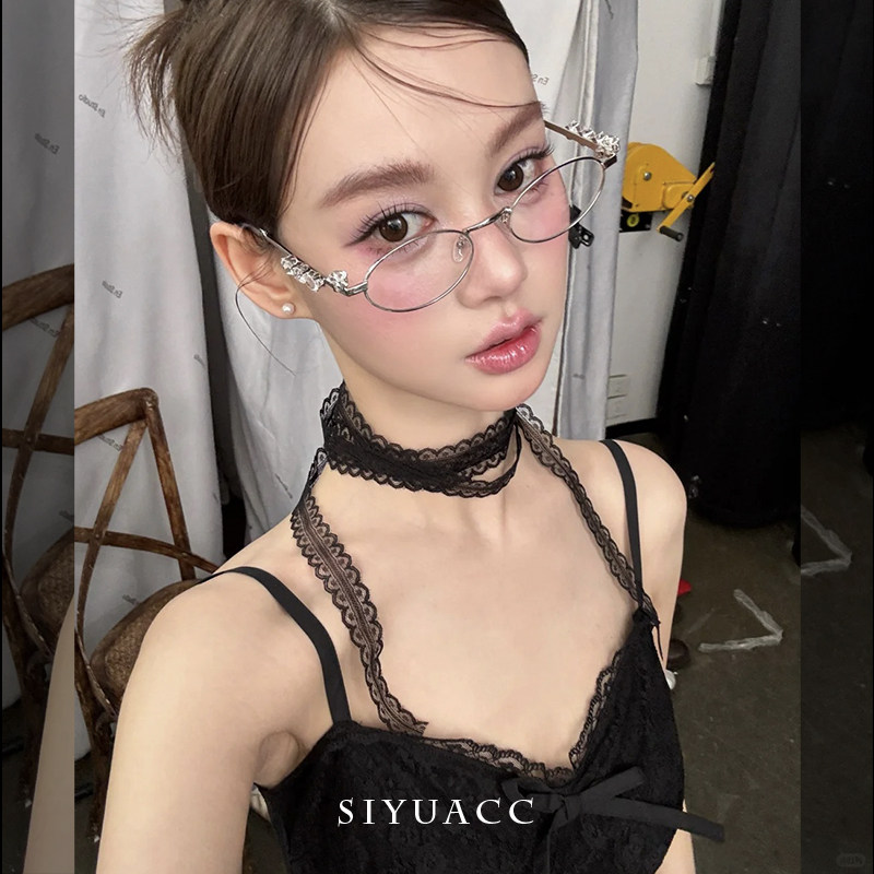 气质黑色蕾丝丝带2025新款小众设计感脖子绑带配饰颈带锁骨链项链