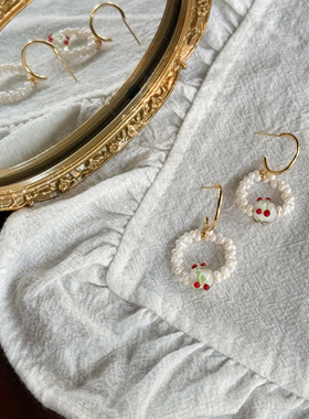 夏日樱桃琉璃珠原创小众设计复古可爱气质简约日常耳饰耳环