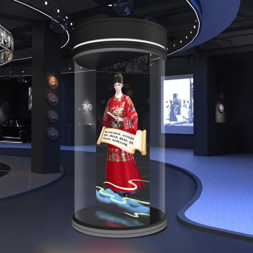 AI全息舱数字人裸眼3D圆柱形互动问答展馆虚拟人互动智能交互展柜