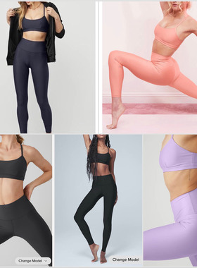 欧美AL0瑜伽服套装珠光性感运动内衣&高腰瑜伽裤紧身裤套装