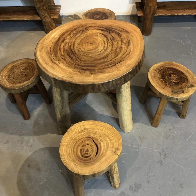 原生态香樟木茶桌椅组合户外田园