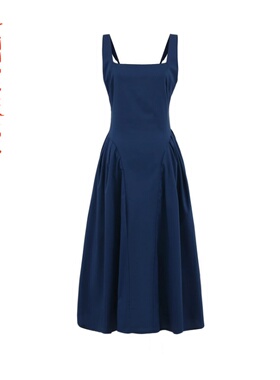 简约气质修身纯色背心连衣长裙~VEN&TELLA秋冬欧美风