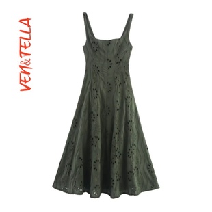 修身 VEN&TELLA秋冬欧美风 镂空刺绣舒适气质迷笛连衣裙3269836