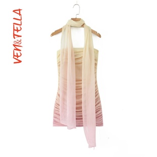 甜辣妹氛围感渐变抹胸连衣裙女夏季 紧身显瘦性感包臀短裙 新款