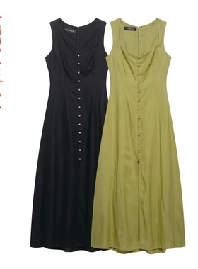 时尚简约亚麻迷笛连衣裙 6962029 ~VEN&TELLA秋冬欧美风