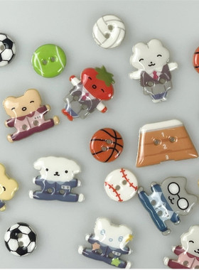 韩国hookka可爱卡通双眼纽扣童趣大号球类造型装饰纽扣套装3个入