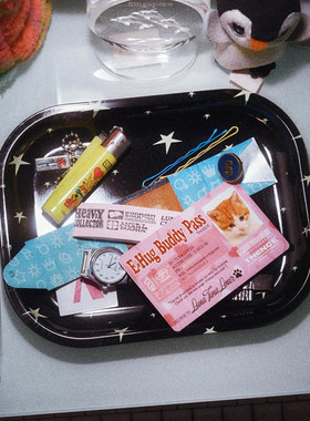 韩国thence黑色金属桌面托盘小物收纳多用途文具收纳盘杯子托盘