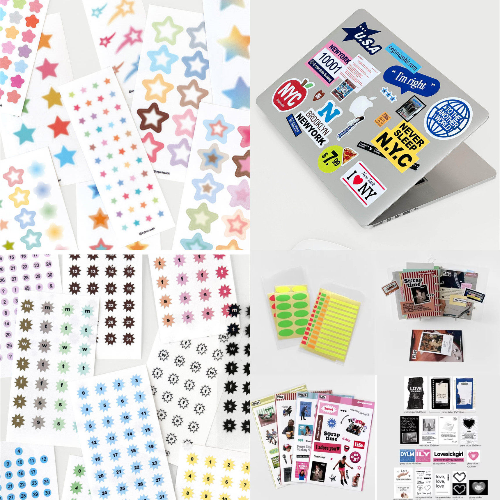 韩国OAB圆形横线手账贴记事本欧美装饰贴纸人物宠物重点标记贴画