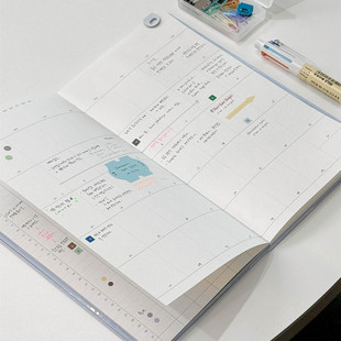 韩国flagg月计划万年历本小方格子本线订手账DIY笔记本PVC封面套