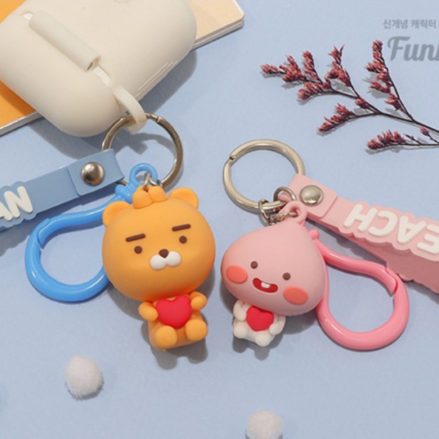 韩国进口Funnyd屁桃Ryan卡通钥匙扣硬体公仔钥匙圈情侣包配饰挂件