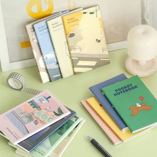 韩国iconic可爱卡通空白随记口袋手账本DIY横线条本小方格笔记本
