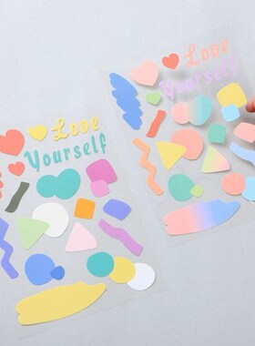 韩国Pleple可爱水粉防水无痕贴纸反复贴手机手帐数码电脑装饰贴