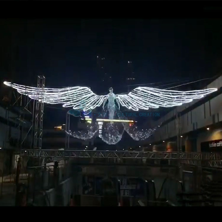 广场步行街夜游引流网红打卡拍照天使翅膀飞天互动装置厂家定制做