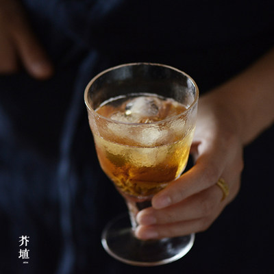 芥埴介直手工日本制锤纹高脚酒杯