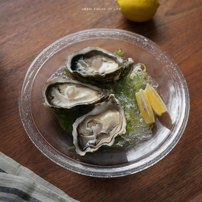 介直 sphere萦绕气泡玻璃盘 沙拉水果大盘子手工制无铅水晶碟子