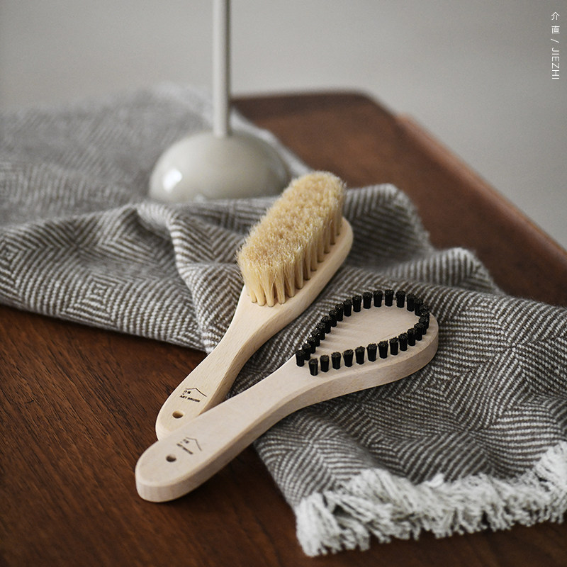 介直 高效去毛球刷马毛整理刷 羊毛羊绒专用日本手工定制套装芥埴