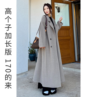 灰色双面呢羊毛大衣女羊绒高级感