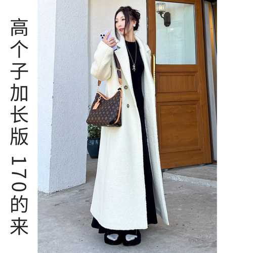 170高个子长款白色呢子外套