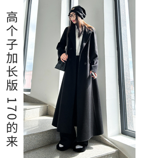 长款黑色大衣女款2025新款羊毛双面呢气质大衣高个子加长毛呢外套
